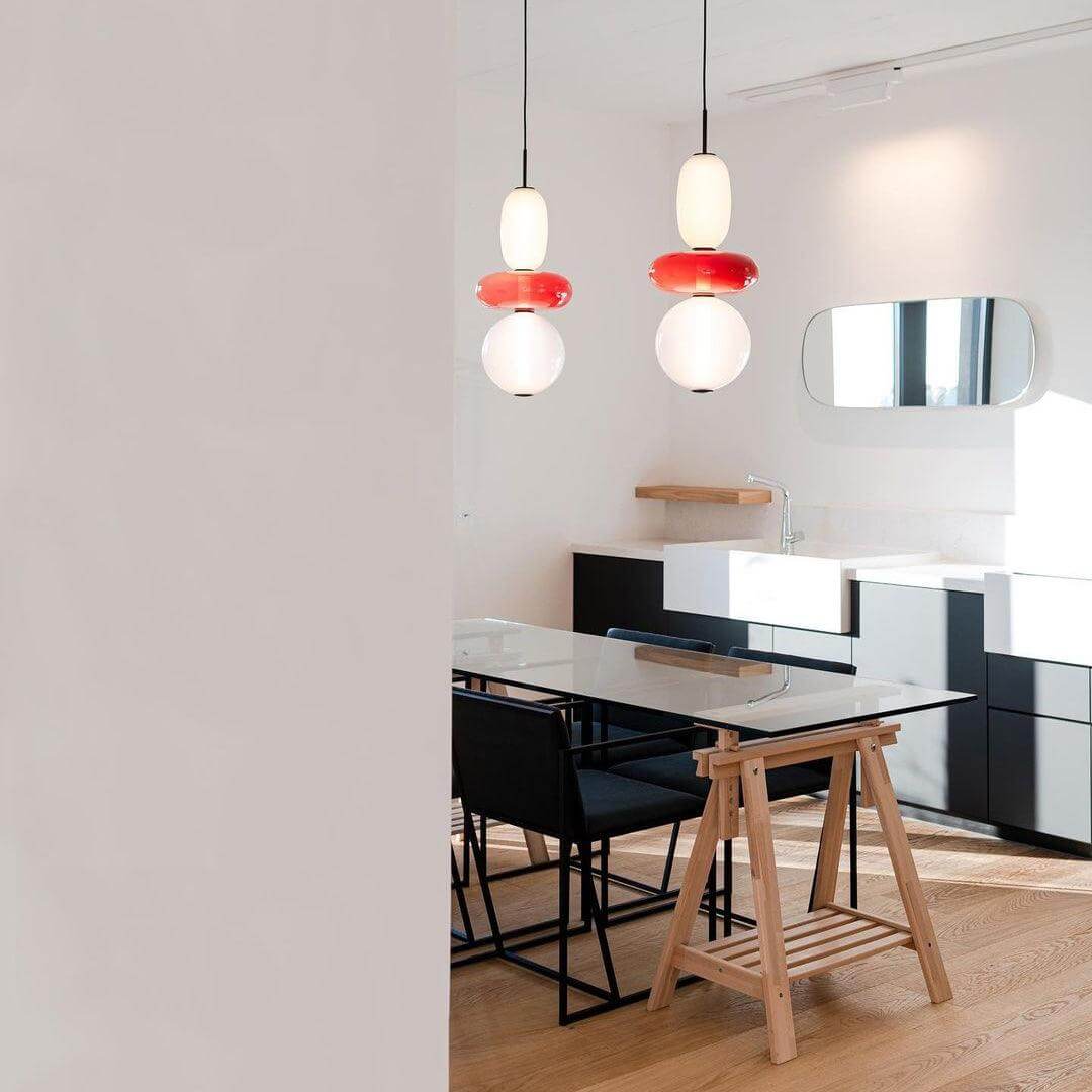 Lampada a sospensione elegante da designer – Vetro colorato moderno