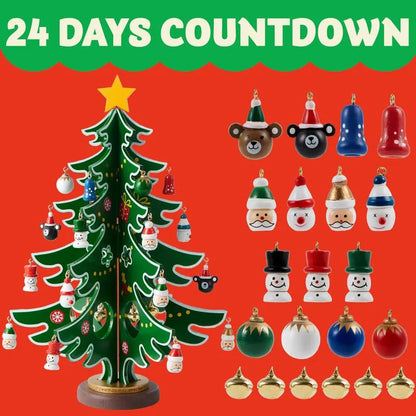 Wintavo | Children’s Christmas tree advent calendar with 24 hanging ornaments