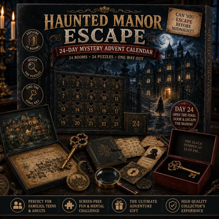 Mystavo | Puzzle advent calendar with 24 clues and 6 adventure themes