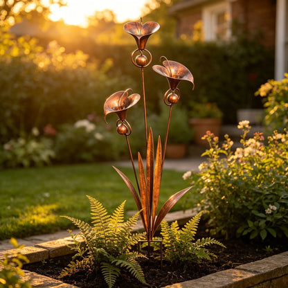 Calvessa | Gartenstecker mit Calla-Blüten und Glocken aus Eisen, 120 cm