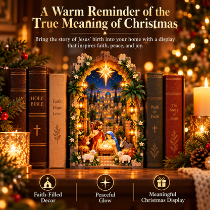 Betlora | Presepe luminoso da costruire, in formato alto per libreria
