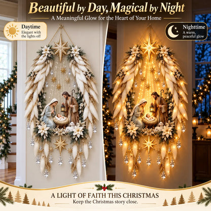 Seraphel | Decorazione natalizia luminosa della natività con ali d’angelo e stella