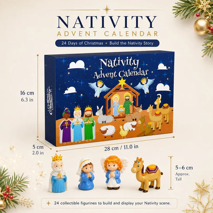 Navielle | Adventskalender Kinder mit 25 Krippenfiguren zur Weihnachtsgeschichte