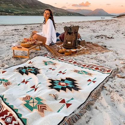 Coperta da picnic Boho | Reversibile e jacquard | Mix di cotone | Outdoor e campeggio