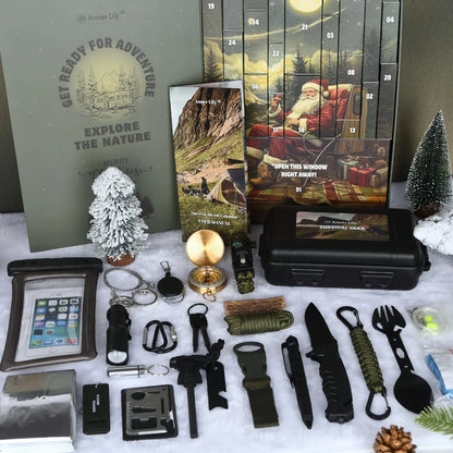 Renila | Adventskalender Männer mit 24 Outdoor-Werkzeugen in wasserdichter Box