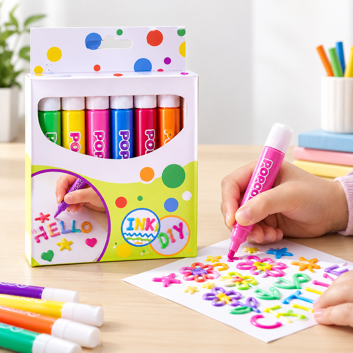 Puffelo | Penne 3D ad attivazione termica, set da 6 colori