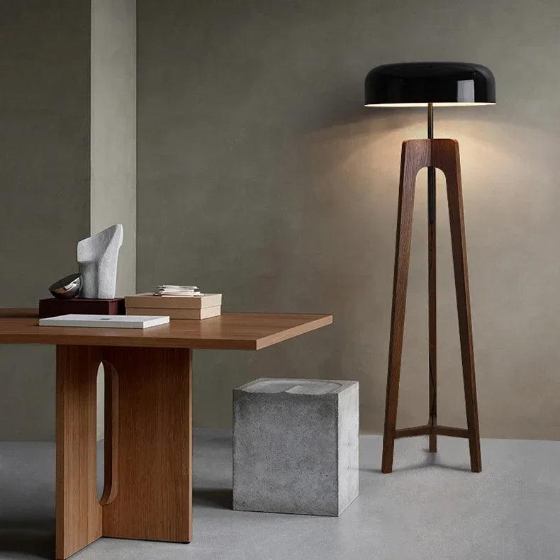 ArborLight | Lampada da terra Wabi Sabi | Illuminazione LED in legno a treppiede per soggiorno