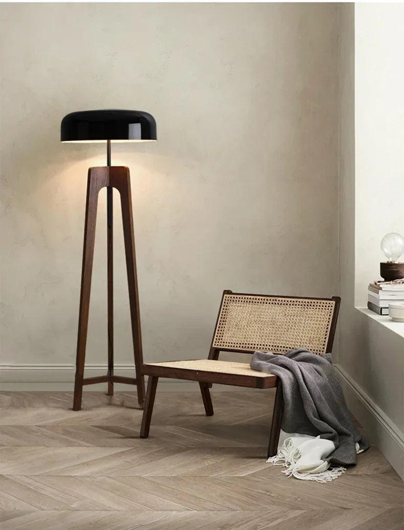 ArborLight | Lampada da terra Wabi Sabi | Illuminazione LED in legno a treppiede per soggiorno