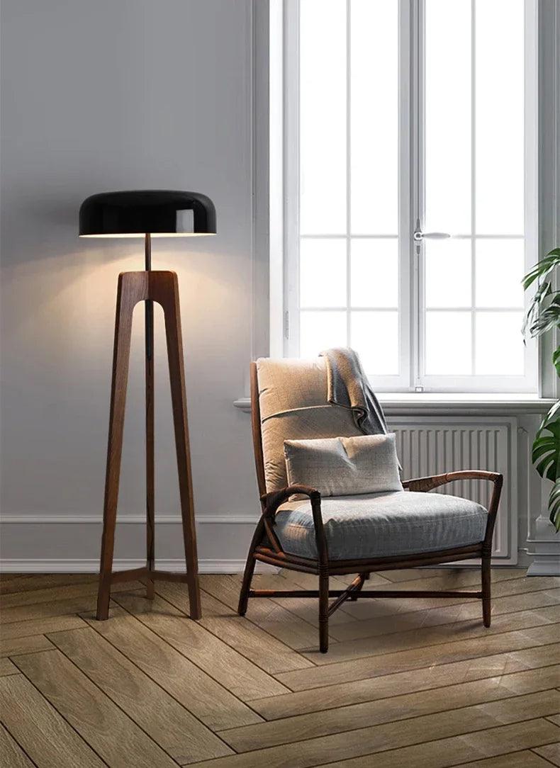 ArborLight | Lampada da terra Wabi Sabi | Illuminazione LED in legno a treppiede per soggiorno