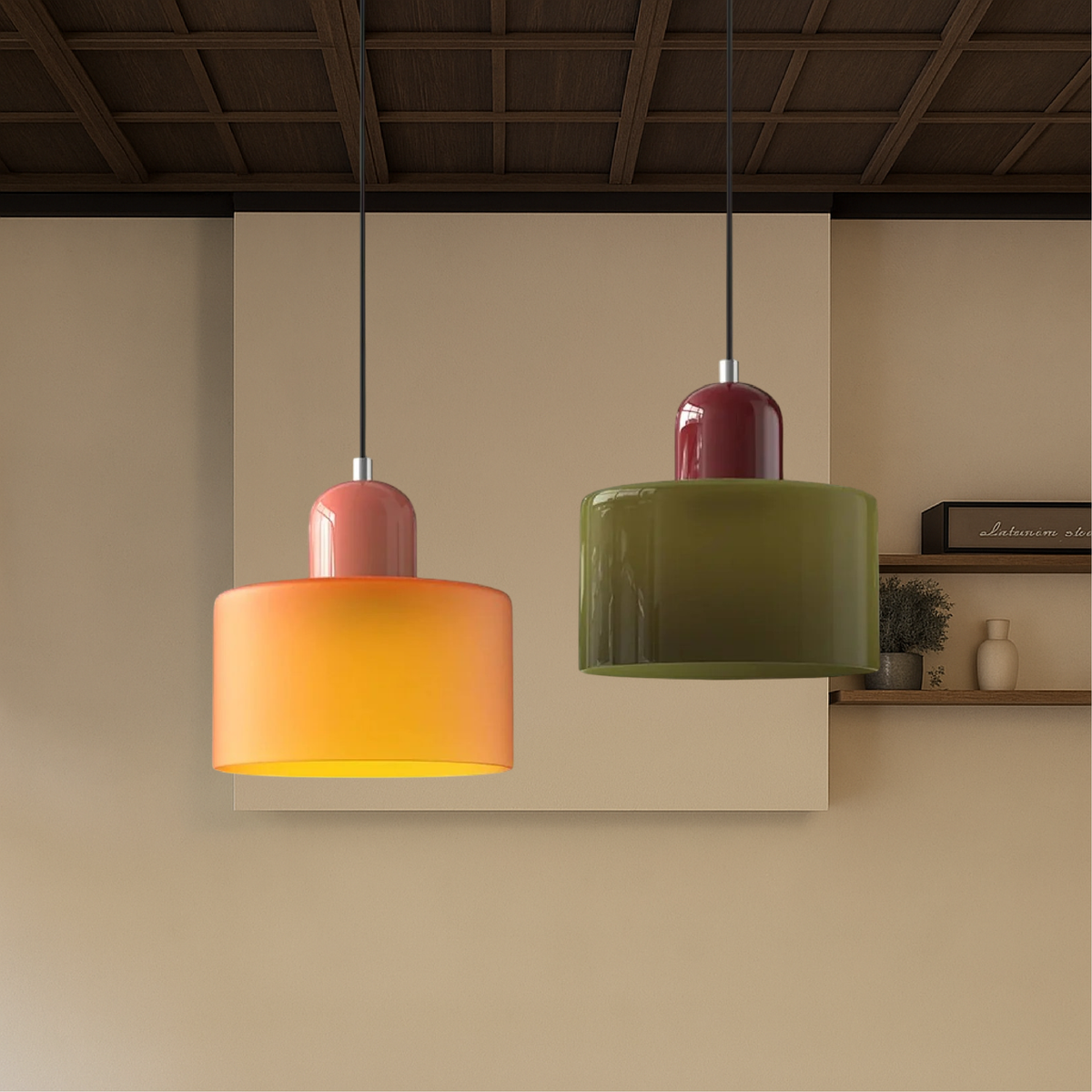 Geomira | Bauhaus Pendelleuchte aus Glas mit E27-Fassung, Pendel 100 cm