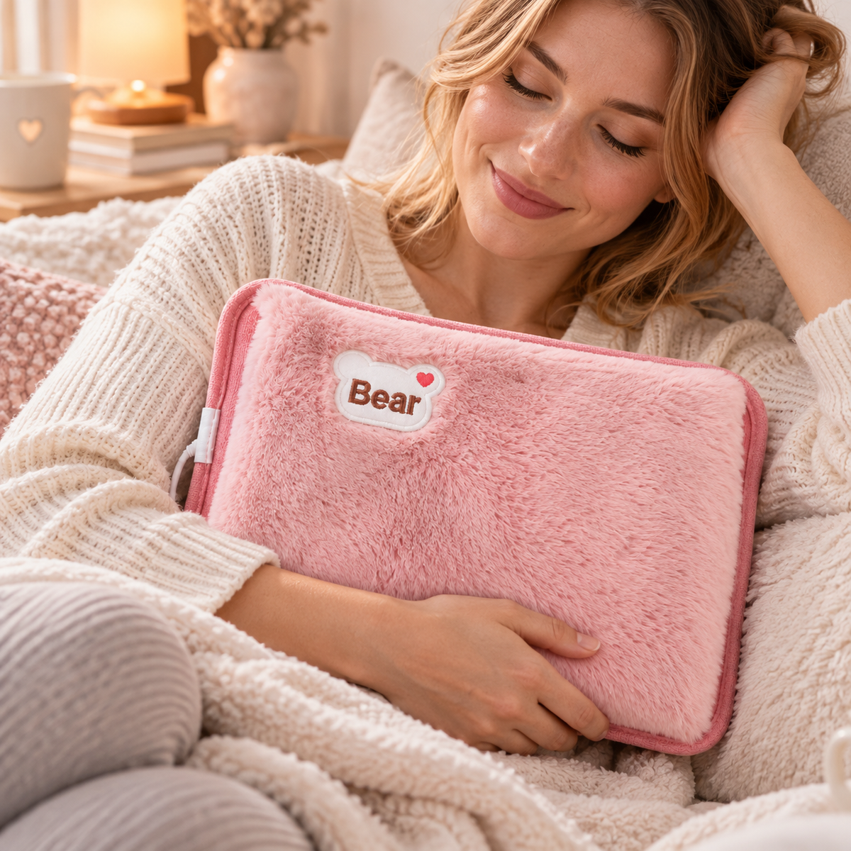 Mollina | Electric hot water bottle with plush cover and automatic shutoff
