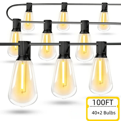 Terrava | LED Außen-Lichterkette mit Glühbirnen, wasserdicht, bis 45 m