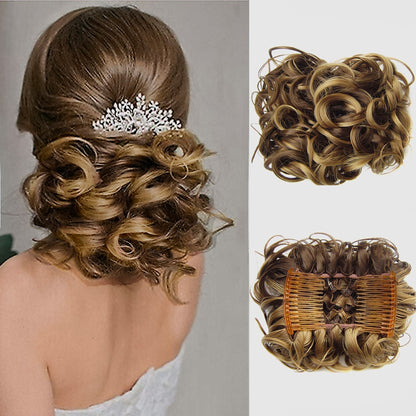 Duttina | Lockiger Messy-Bun-Haarteil mit Gummiband, 2er-Set