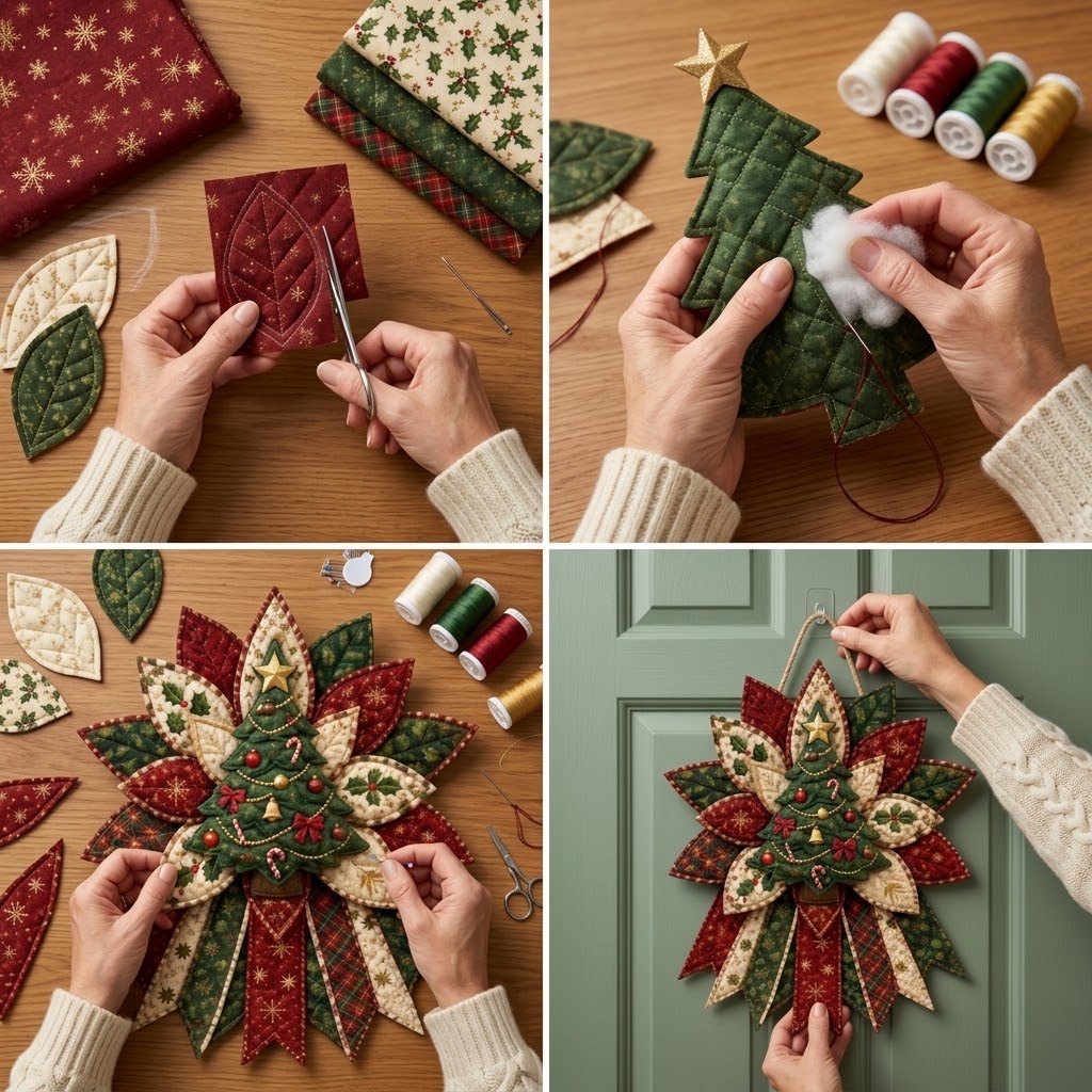 Stichora | Kit da cucito natalizio per la porta, cucitura a mano senza macchina da cucire, ca. 40 × 35 cm