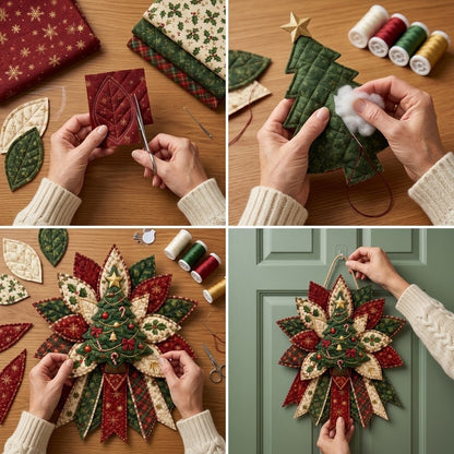 Stichora | Kit da cucito natalizio per la porta, cucitura a mano senza macchina da cucire, ca. 40 × 35 cm