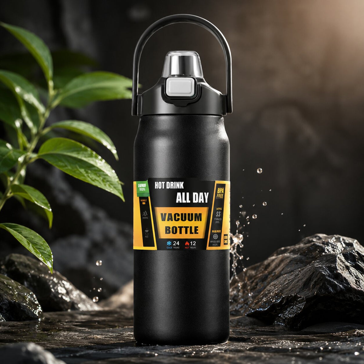 Kalvio | Thermosflasche aus Edelstahl mit Strohhalm, 800 bis 1500 ml