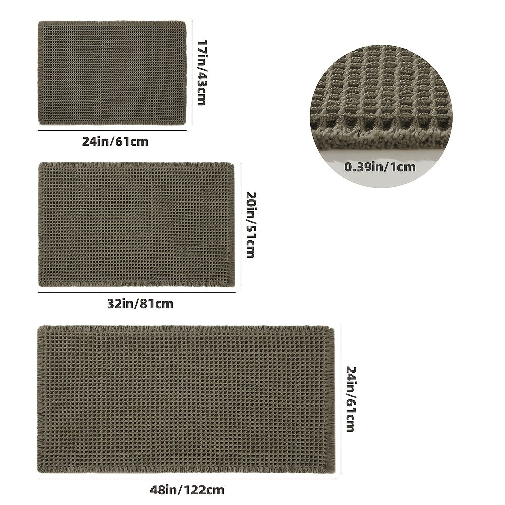 AbsorbEase WaffleMat | Ultrachłonna mata łazienkowa z frędzlami