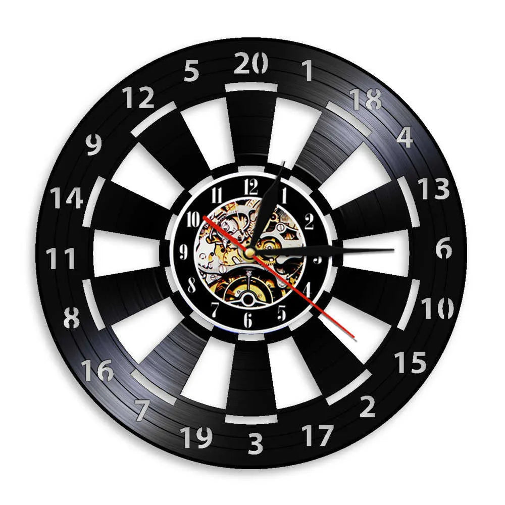 VinylDart | Orologio da parete vintage a forma di freccette in vinile | Movimento silenzioso & design retrò per club, bar e sale giochi
