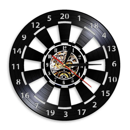 VinylDart | Orologio da parete vintage a forma di freccette in vinile | Movimento silenzioso & design retrò per club, bar e sale giochi