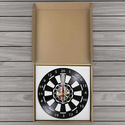 VinylDart | Orologio da parete vintage a forma di freccette in vinile | Movimento silenzioso & design retrò per club, bar e sale giochi