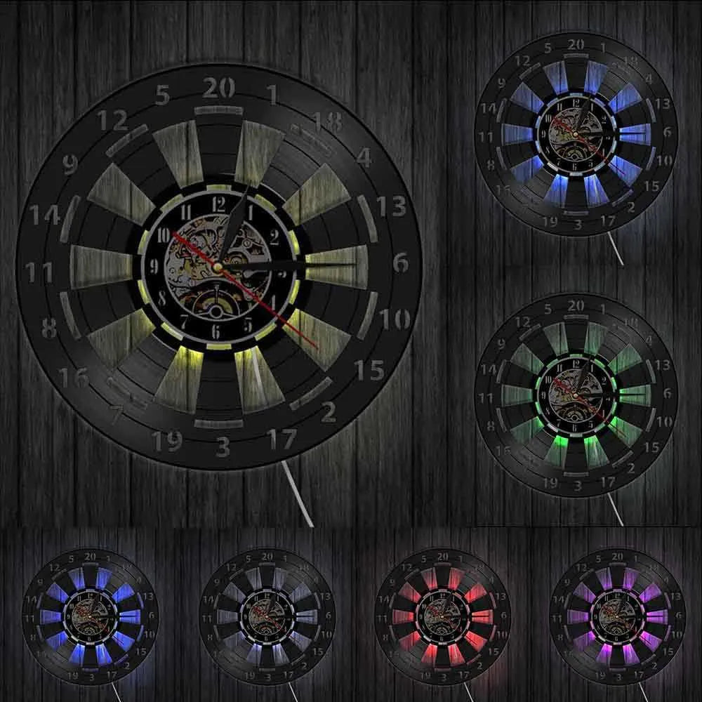 VinylDart | Orologio da parete vintage a forma di freccette in vinile | Movimento silenzioso & design retrò per club, bar e sale giochi
