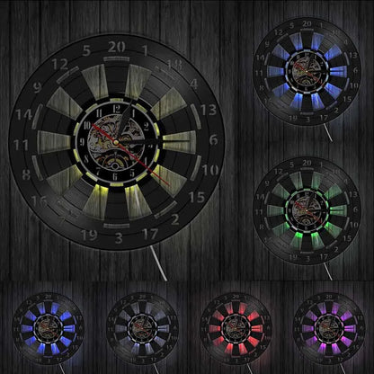 VinylDart | Orologio da parete vintage a forma di freccette in vinile | Movimento silenzioso & design retrò per club, bar e sale giochi