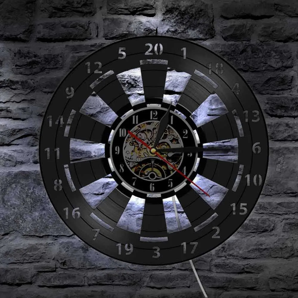 VinylDart | Orologio da parete vintage a forma di freccette in vinile | Movimento silenzioso & design retrò per club, bar e sale giochi