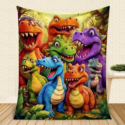 Saurilo | Flanell Kuscheldecke mit Dinosaurier-Druck, leicht und waschbar