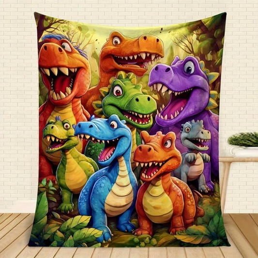 Saurilo | Flanell Kuscheldecke mit Dinosaurier-Druck, leicht und waschbar