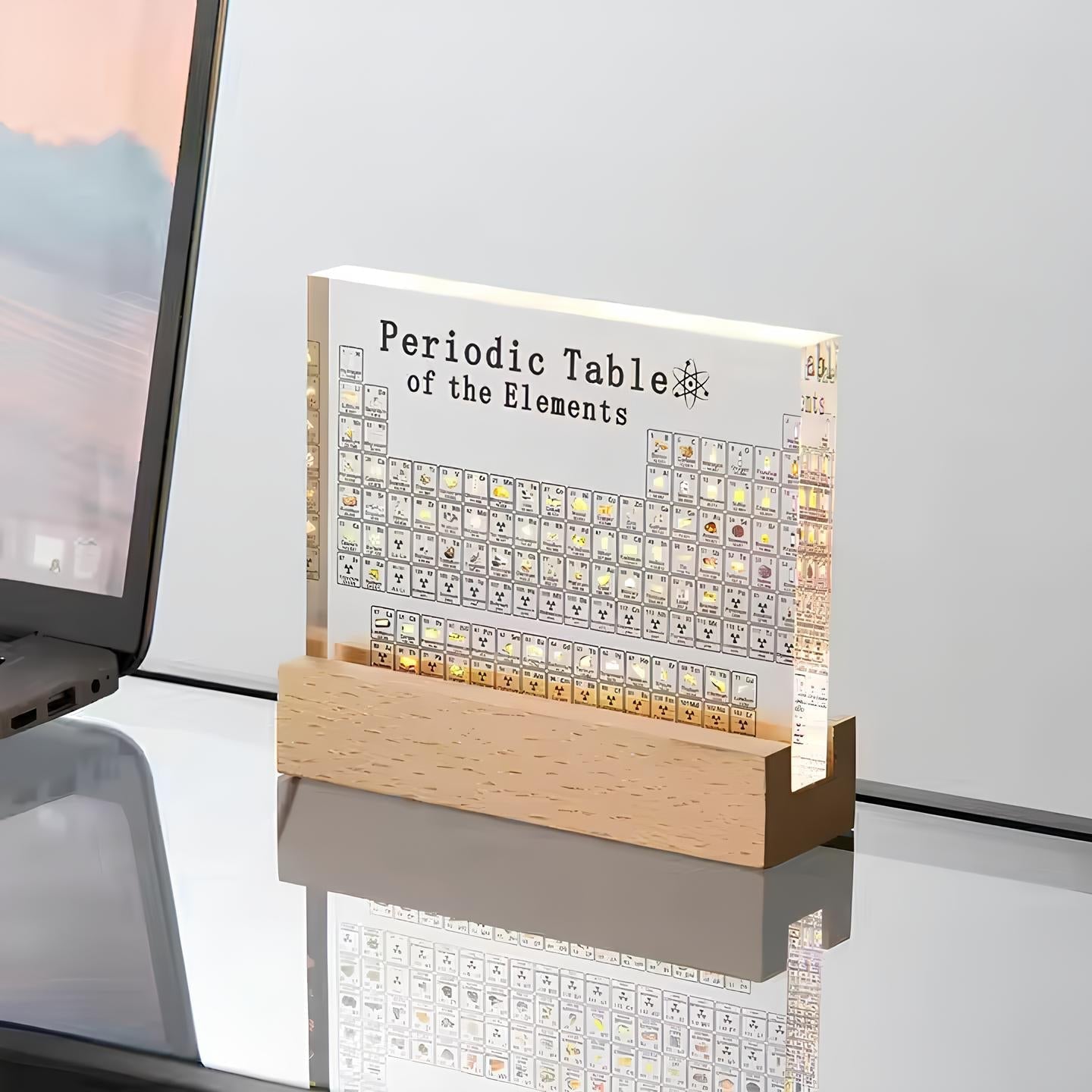 Elementa Lux | illuminated periodic table with real element samples