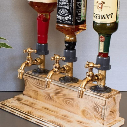 BarrelTap Spender | Distributeur de boissons en bois avec robinet en laiton pour whisky, vin et liqueurs