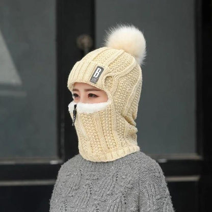 Mutzelo | Gorro de invierno de lana de punto grueso con protección para las orejas, elástico