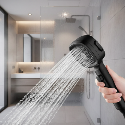 HydraFlow Hochdruck Duschkopf – 3 Strahlarten, wassersparend & robustes ABS-Material
