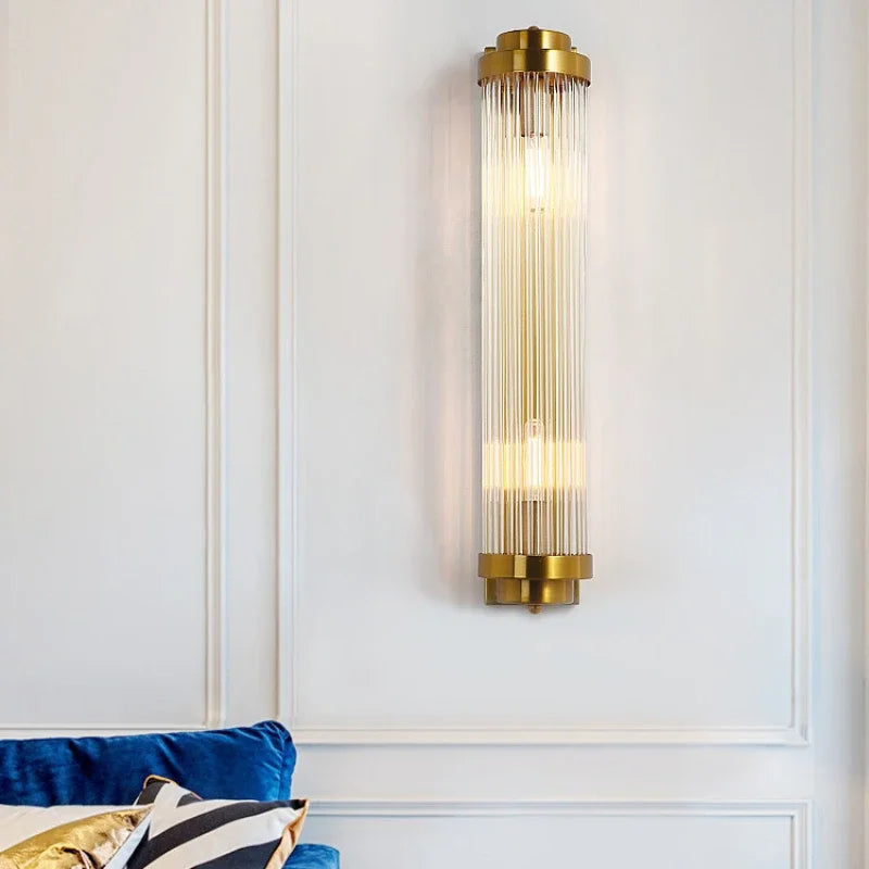 Lampada da parete in cristallo con finitura dorata – Lampada da parete di lusso con cristalli e finitura oro