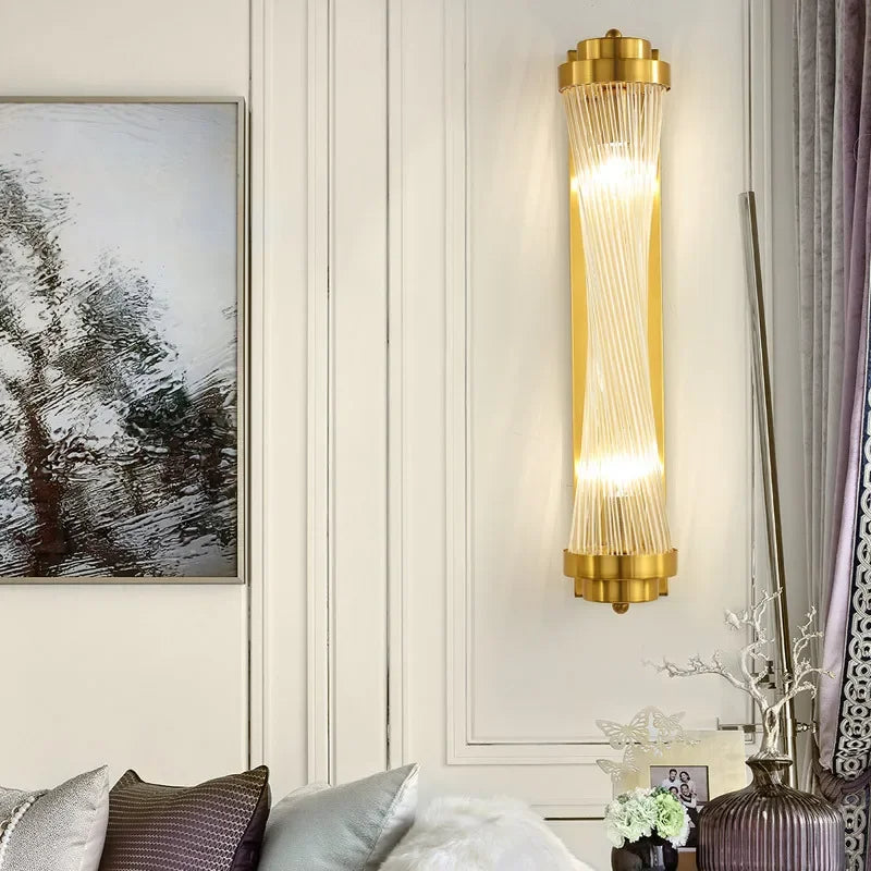 Lampada da parete in cristallo con finitura dorata – Lampada da parete di lusso con cristalli e finitura oro