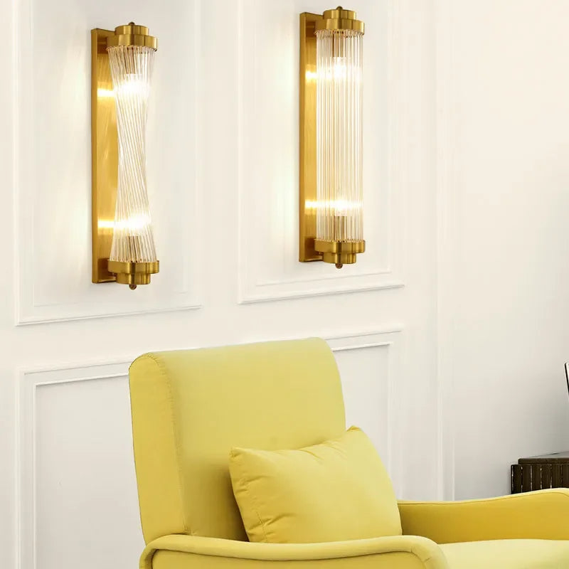 Lampada da parete in cristallo con finitura dorata – Lampada da parete di lusso con cristalli e finitura oro