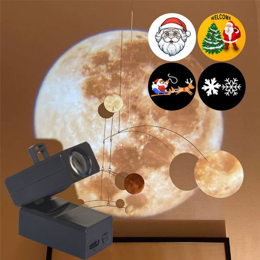 Planexo | Nachtlicht Planeten-Projektor mit Erde und Mond, USB-betrieben