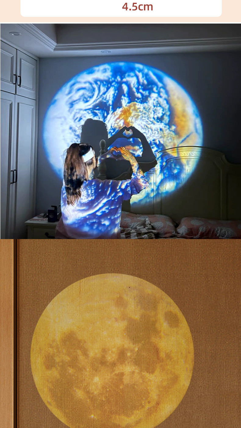 Planexo | Nachtlicht Planeten-Projektor mit Erde und Mond, USB-betrieben