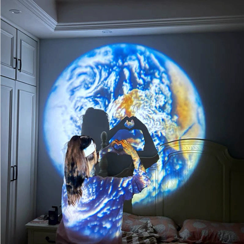 Planexo | Nachtlicht Planeten-Projektor mit Erde und Mond, USB-betrieben