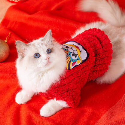 Furvio | Cappotto invernale per gatti e cani di piccola taglia, con maniche e motivo festivo