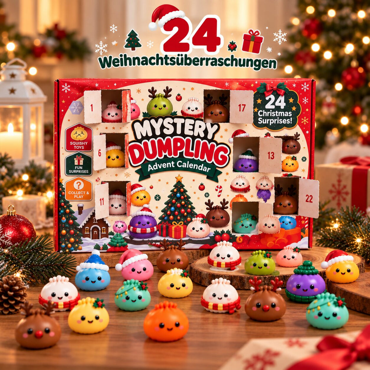 Squishy Dumplings Advent Calendar with 24 Surprises