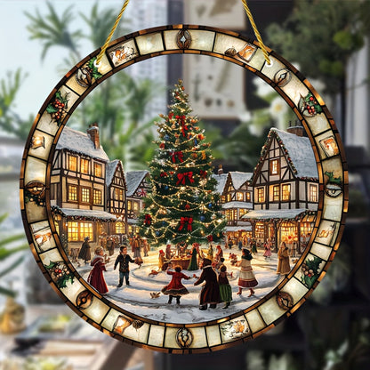 Winora | Christmas decor window hanging made of acrylic with Christmas village