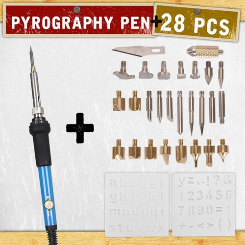 Pyrello | Kit de pirograbado 60 W con control de temperatura y 28 puntas