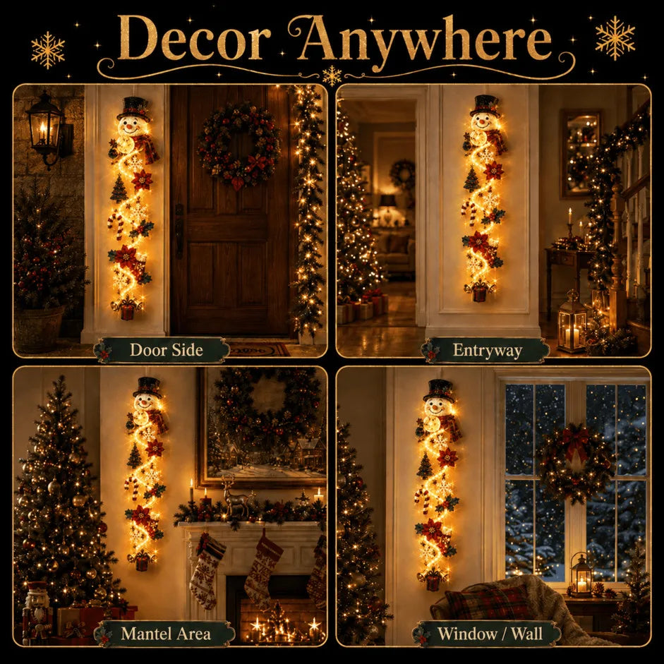 Merrilum | Decorazione natalizia luminosa da appendere alla porta, 120 cm, 6 motivi