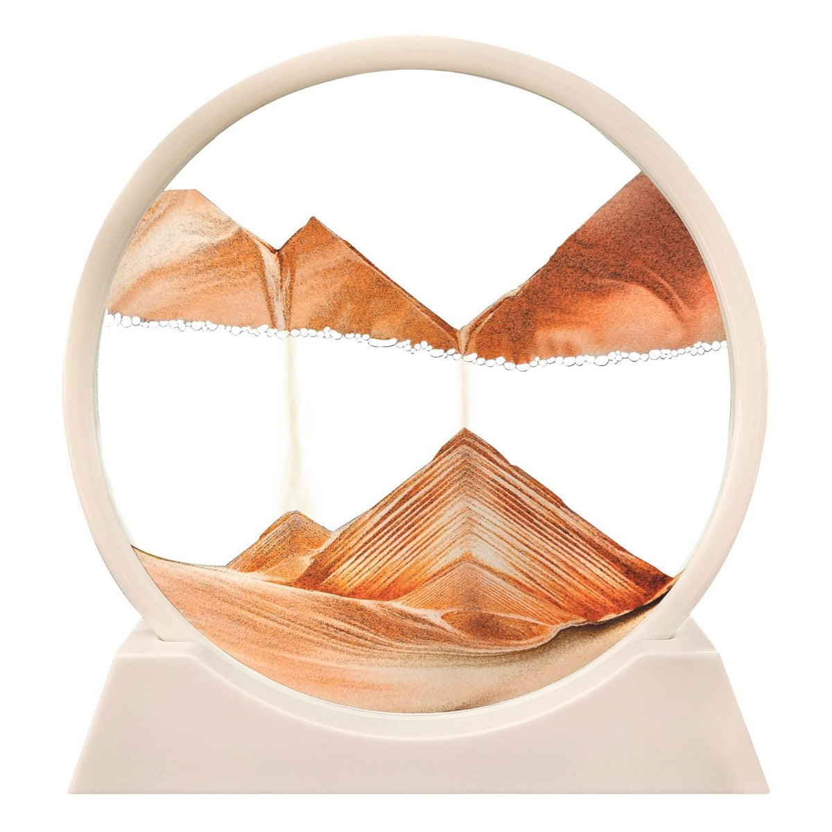Dunvia | Bewegtes Sandbild im Glasrahmen als Dekoration für Schreibtisch und Regal