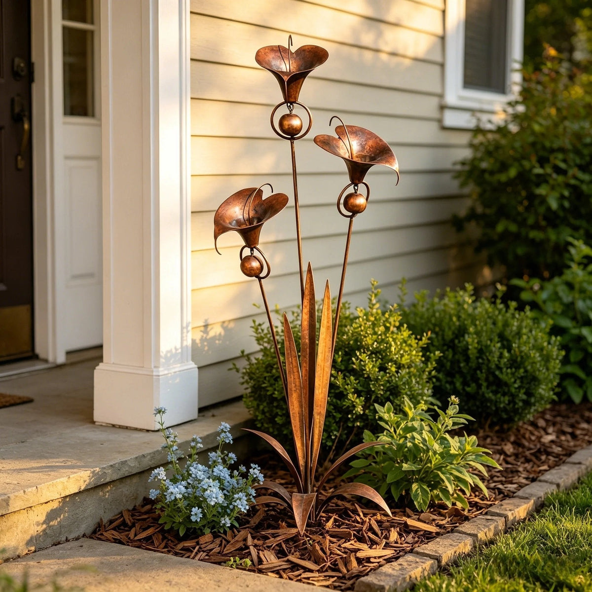 Calvessa | Gartenstecker mit Calla-Blüten und Glocken aus Eisen, 120 cm