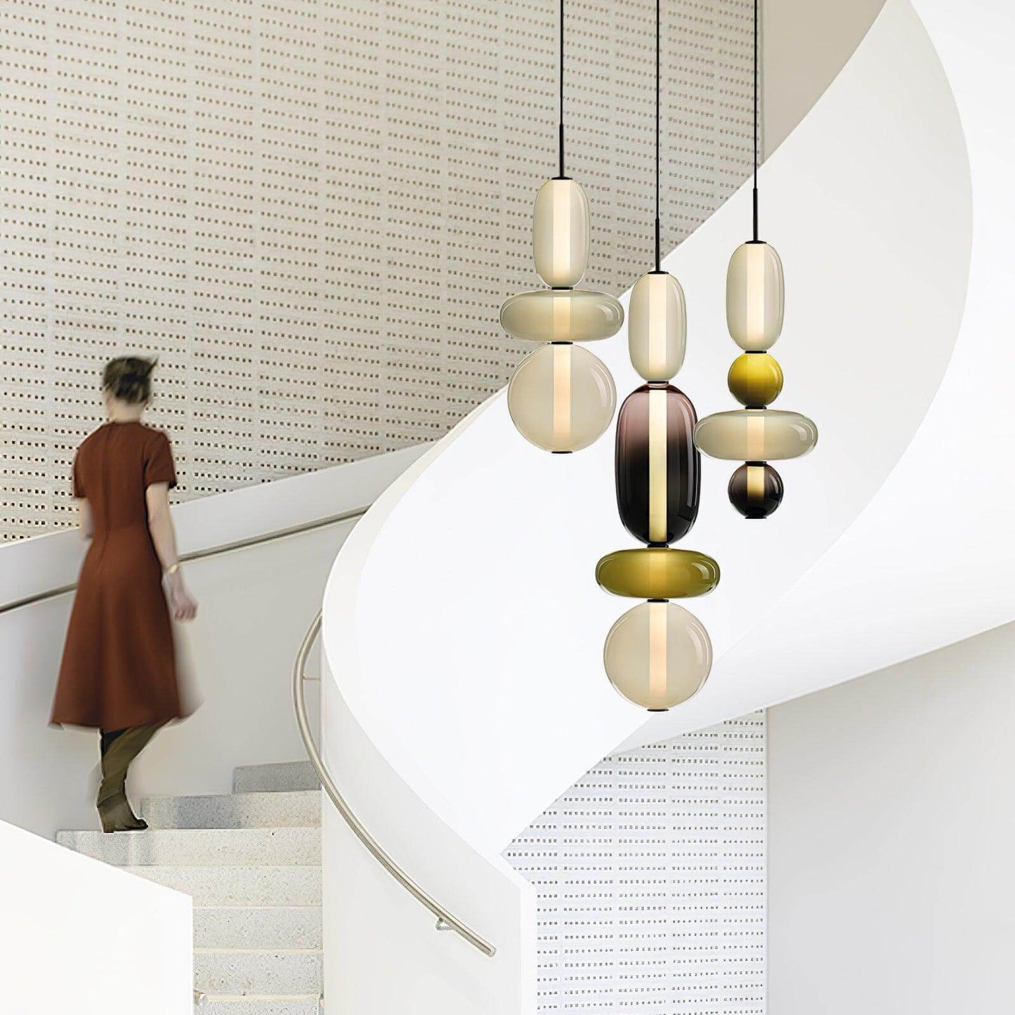 Lampada a sospensione elegante da designer – Vetro colorato moderno