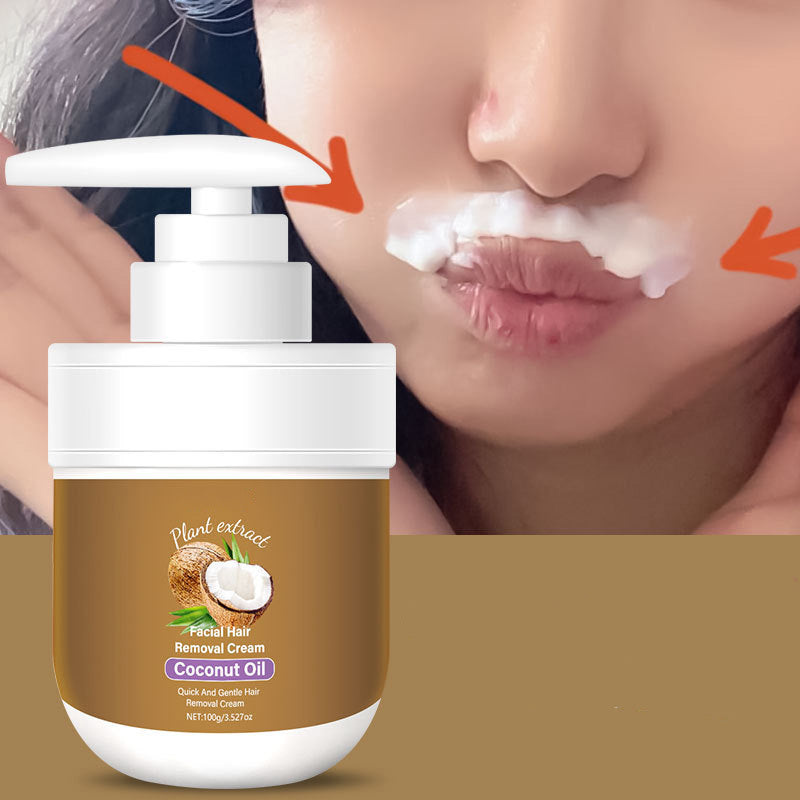 Velunea | Crema depilatoria facial con aceite de coco y aloe vera, 100 g