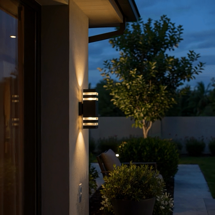 Applique da esterno a 2 vie – luce moderna up & down per un ingresso elegante