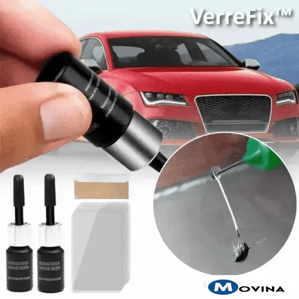 VerreFix | Kit de reparación para pequeños arañazos y grietas en el parabrisas, 2 x 30 ml